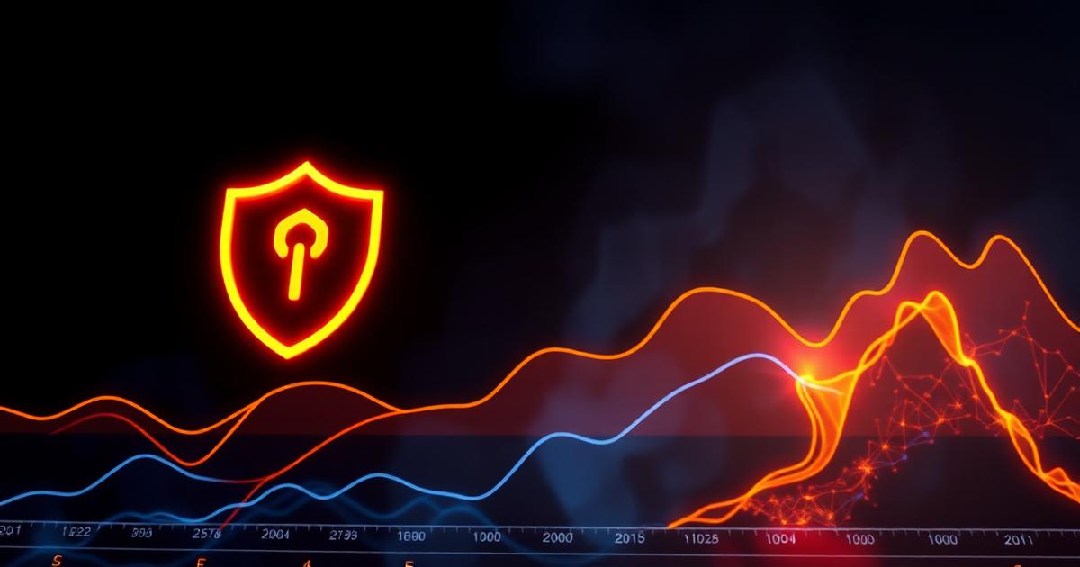 Risk management shield over volatile market chart